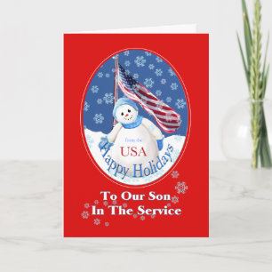 Patriotic Christmas Card for Son in Military