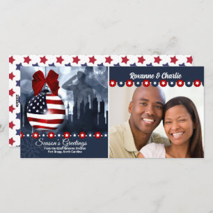 Patriotic Christmas Flag Ornament Military Holiday Card