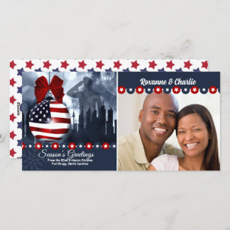 Patriotic Christmas Flag Ornament Military Holiday Card