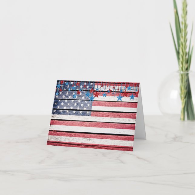 Patriotic / Christmas / Holiday American Flag Card (Front)