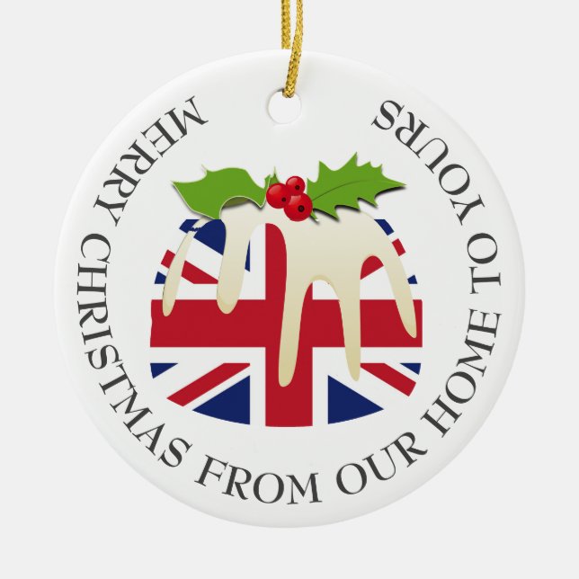 Patriotic | Christmas Pudding | BRITISH UK FLAG Ceramic Ornament (Front)