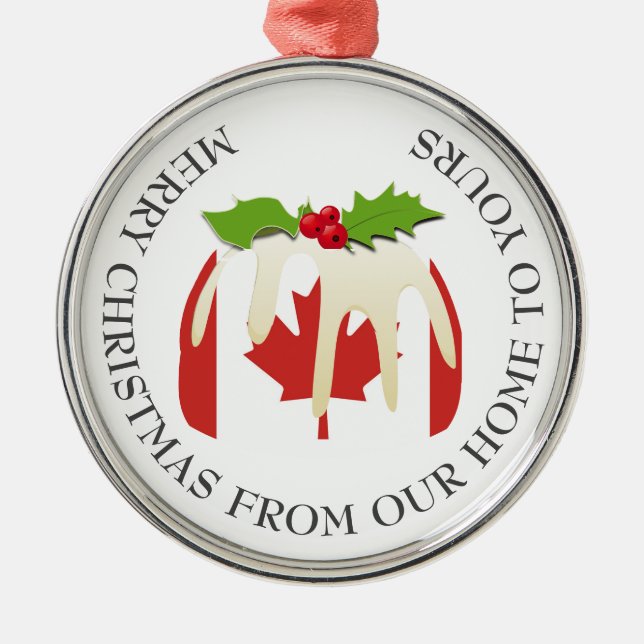 Patriotic | Christmas Pudding with | CANADA FLAG Metal Ornament (Front)