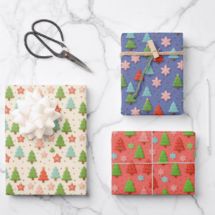 Patriotic Christmas Red White Blue Sheet Gift Wrap