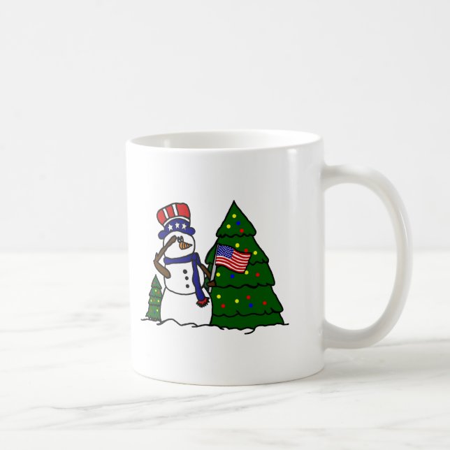 Patriotic Christmas Snowman Coffee Mug (Right)