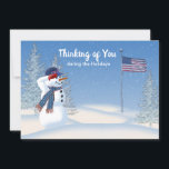Patriotic Christmas Snowman Saluting, Card<br><div class="desc">Patriotic Christmas Snowman Saluting the American Flag - collection honors our military servicemen and women during the holiday season.  Card printed on both sides</div>