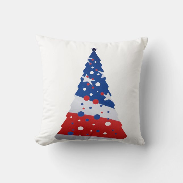 Patriotic Christmas throw pillow. Throw Pillow (Front)