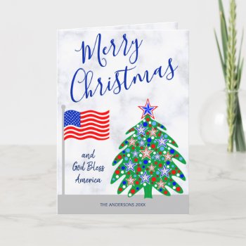 Patriotic Christmas Tree American Flag Holiday Card by TheArtOfVikki at Zazzle