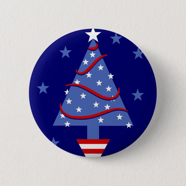 Patriotic Christmas Tree Button (Front)