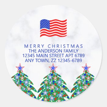 Patriotic Christmas Tree Cool Usa Address Label by TheArtOfVikki at Zazzle
