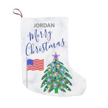 Patriotic Christmas Tree For Family Or Pets Small Christmas Stocking by TheArtOfVikki at Zazzle
