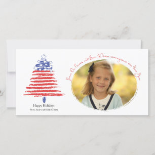 Patriotic Christmas Tree Holiday Card