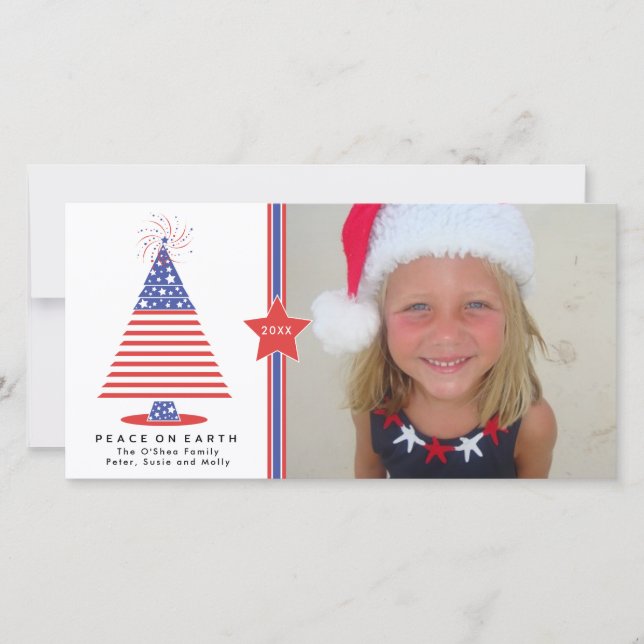 Patriotic Christmas Tree Holiday Card (Front)