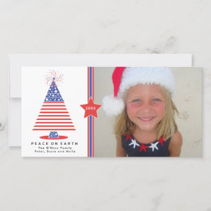 Patriotic Christmas Tree Holiday Card