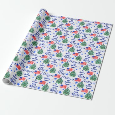 Patriotic Christmas Tree USA Merry Christmas Wrapping Paper Patriotic Christmas Tree USA Merry Christmas Wrapping Paper