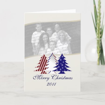 Patriotic Christmas Trees Holiday Card