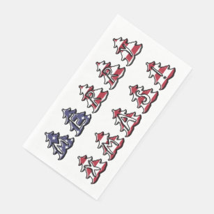Patriotic Christmas Trees Merry XMAS Paper Guest Towels