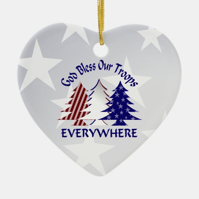 Patriotic Christmas Trees /  Military Prayer Ceramic Ornament (Front)