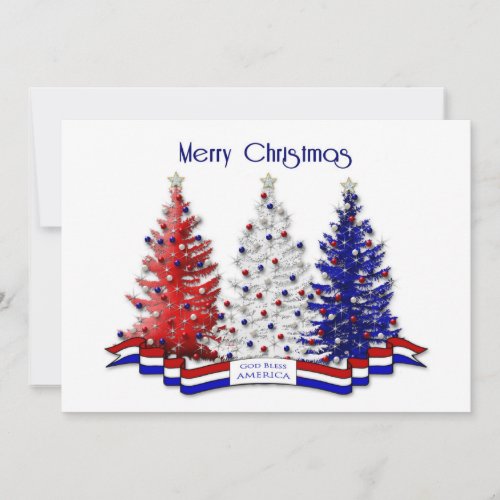 Patriotic Christmas Trees Military Thank You Card