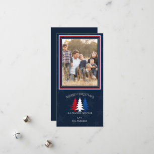Patriotic Christmas Trees Navy Blue Photo Holiday