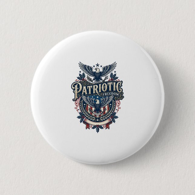Patriotic Christmas Vector Graphic Tee (2) Button (Front)
