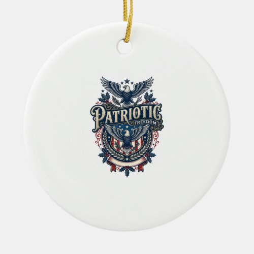 Patriotic Christmas Vector Graphic Tee (2) Ceramic Ornament