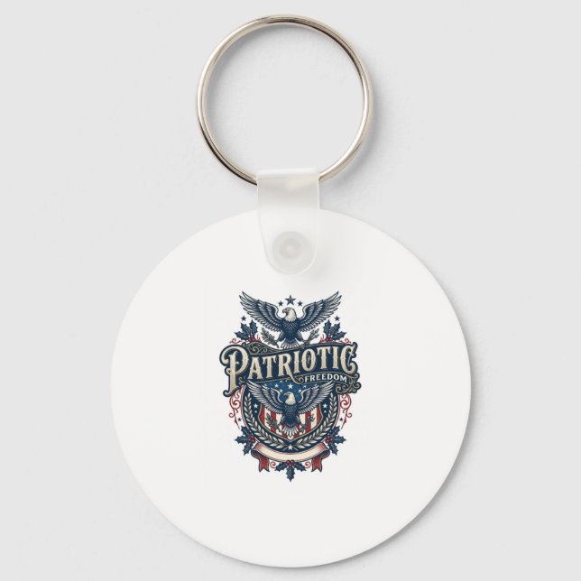 Patriotic Christmas Vector Graphic Tee (2) Keychain (Front)