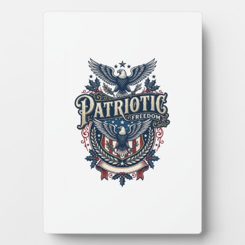 Patriotic Christmas Vector Graphic Tee (2) Plaque