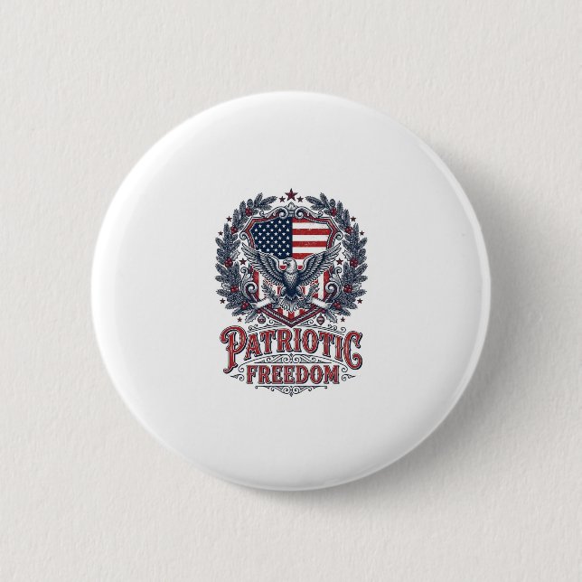 Patriotic Christmas Vector Graphic Tee Button (Front)