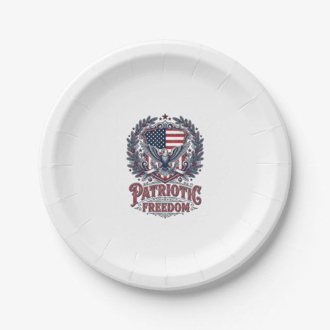 Patriotic Christmas Vector Graphic Tee Paper Plates (Front)