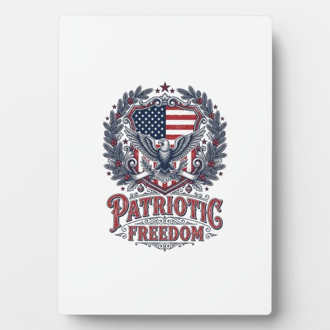 Patriotic Christmas Vector Graphic Tee Plaque (Front)