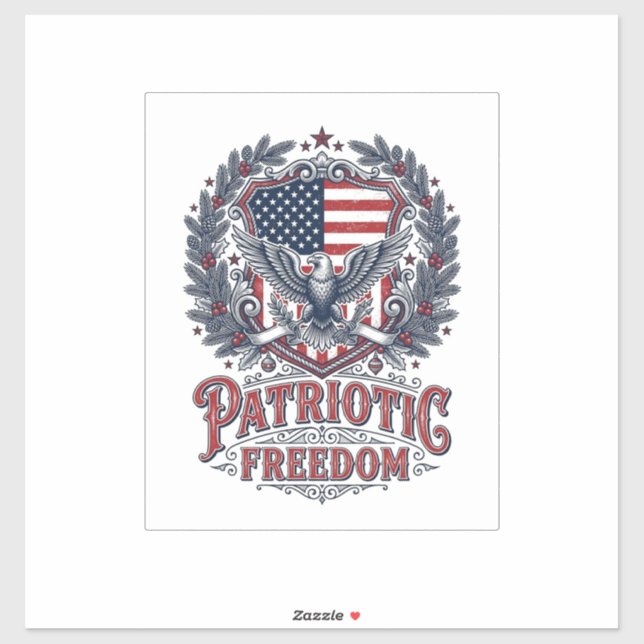 Patriotic Christmas Vector Graphic Tee Sticker (Sheet)