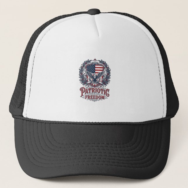 Patriotic Christmas Vector Graphic Tee Trucker Hat (Front)
