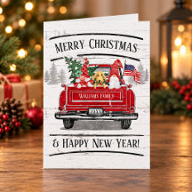 Patriotic Christmas Vintage Red Truck Gnome Dog