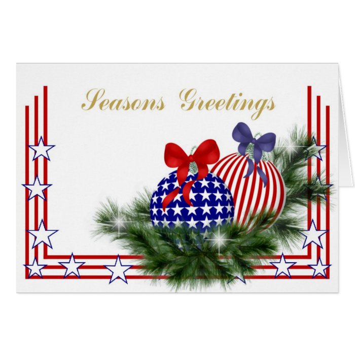 Patriotic Christmas with Ornaments Greeting Cards