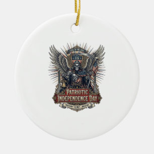 Patriotic Chrome Reaper Dark Patriot Skeleton & Re Ceramic Ornament