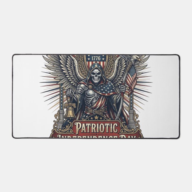 Patriotic Chrome Reaper Dark Patriot Skeleton & Re Desk Mat (Front)