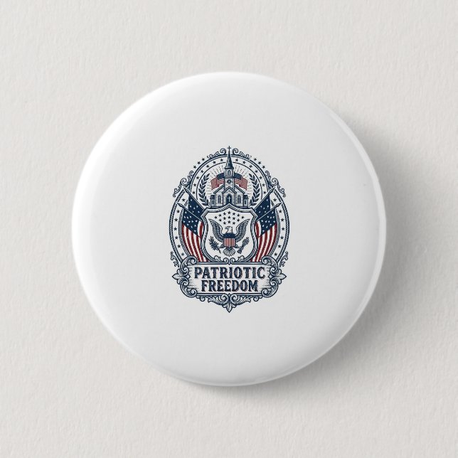 Patriotic Church Camp Vector Graphic Tee Button (Front)