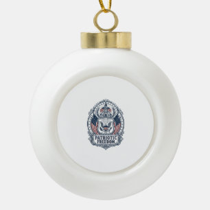 Patriotic Church Camp Vector Graphic Tee Ceramic Ball Christmas Ornament