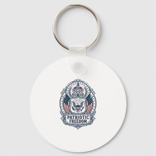 Patriotic Church Camp Vector Graphic Tee Keychain (Front)