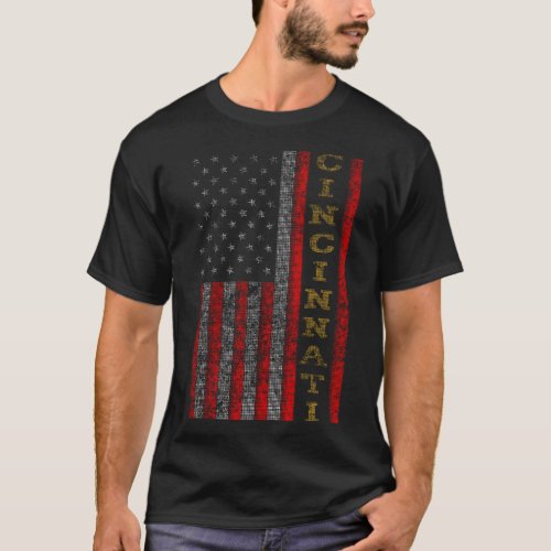Patriotic Cincinnati Us Flag T_Shirt