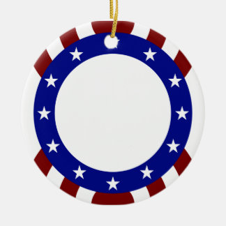 Patriotic Circle of Stars Memorial Day Ceramic Ornament
