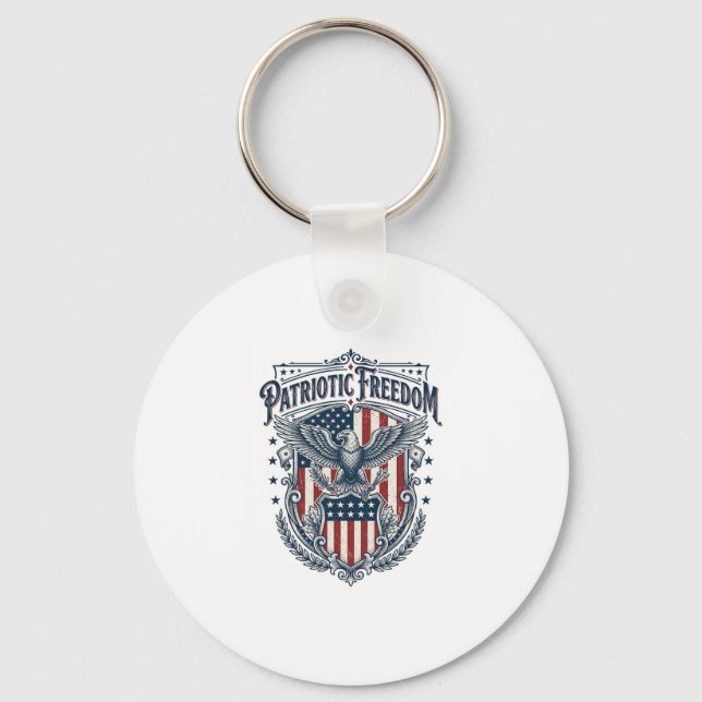 Patriotic City Pride Series Vector Graphic Tee Keychain (Front)