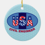 Patriotic Civil Engineer Ceramic Ornament