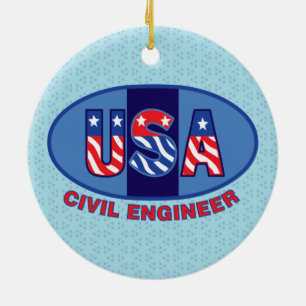 Patriotic Civil Engineer Ceramic Ornament