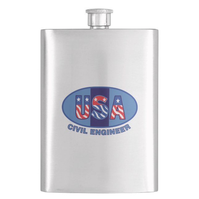 Patriotic Civil Engineer Flask (Front)