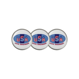 Patriotic Civil Engineer Golf Ball Marker