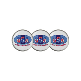 Patriotic Civil Engineer Golf Ball Marker