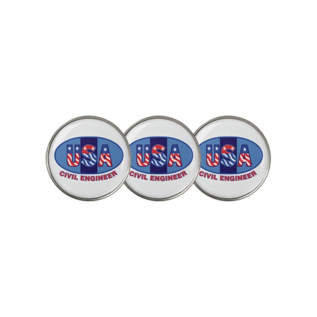 Patriotic Civil Engineer Golf Ball Marker (3 Up)