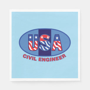 Patriotic Civil Engineer Napkins