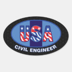 Patriotic Civil Engineer Oval Sticker